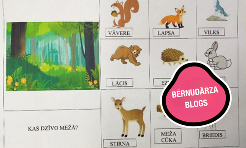 Bērnudārza bloga bilde ar bērnu dzīvvnieku darba lapu